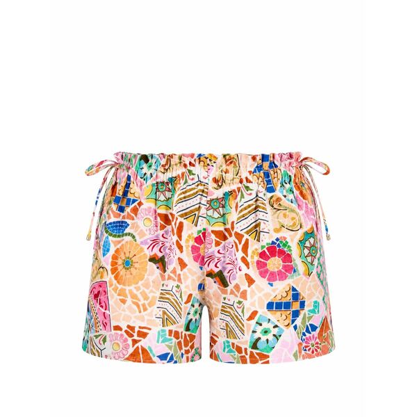 シーフォリー レディース 心地よいズボン下 ボトムス Mosaic-print drawstring mini shorts Pink