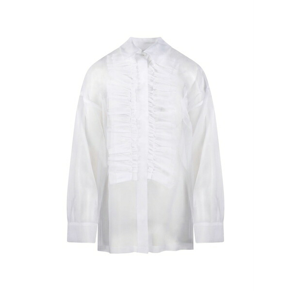 パロッシュ レディース ティーシャツ トップス Ruffled shirt White