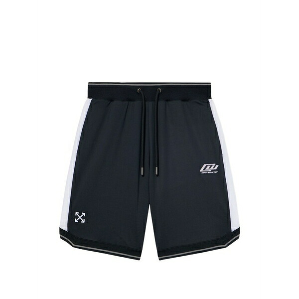 オフホワイト メンズ カジュアルパンツ ボトムス Logo-embroidered track shorts Black｜asty