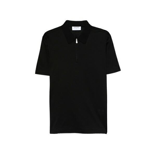 グランサッソ メンズ スポーツシャツ トップス Zip-up polo shirt Black