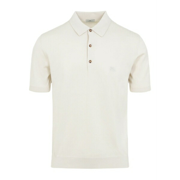 エトロ メンズ スポーツシャツ トップス Buttoned short-sleeve polo shirt Neutrals