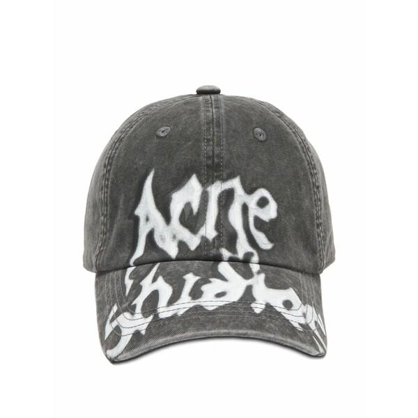 アクネ ストゥディオズ メンズ かぶり笠 添え物 Logo-print cotton-twill baseball cap Black