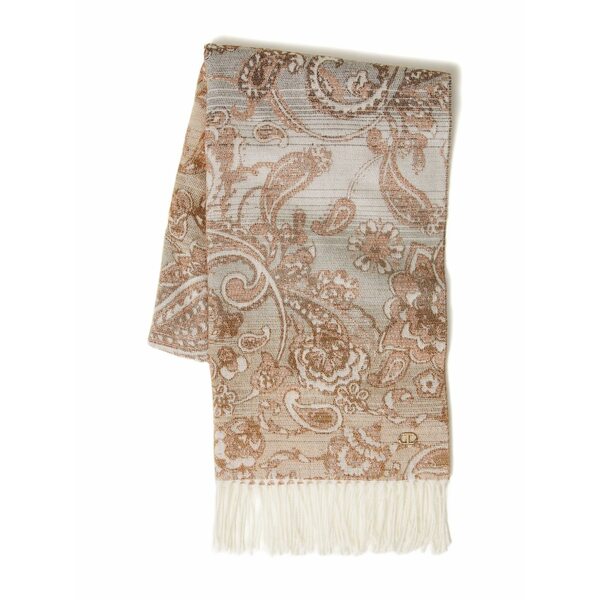ツイン仕掛ける レディース 消音装置・袈裟・えり巻き 佩び物 Paisley-pattern fringed scarf Brown