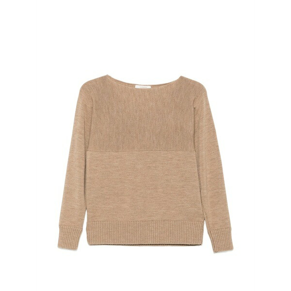 ザノーネ レディース 編み物\u0026プルオーバー アウター Boat-neck ribbed-trim sweater Brown