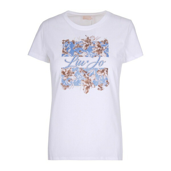 リュージョー レディース プルオーバー トップス Floral-pattern t-shirt White