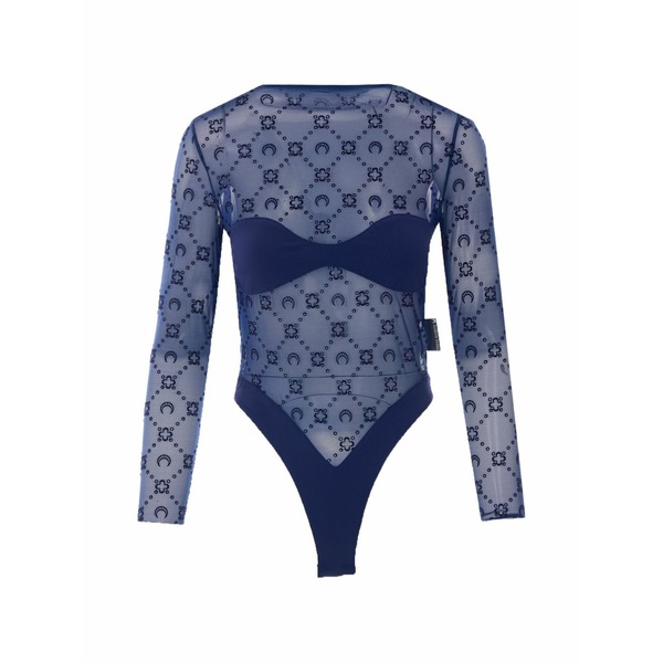 米国海兵隊員 独居室 レディース プルオーバー トップス Moon-print mesh bodysuit Blue