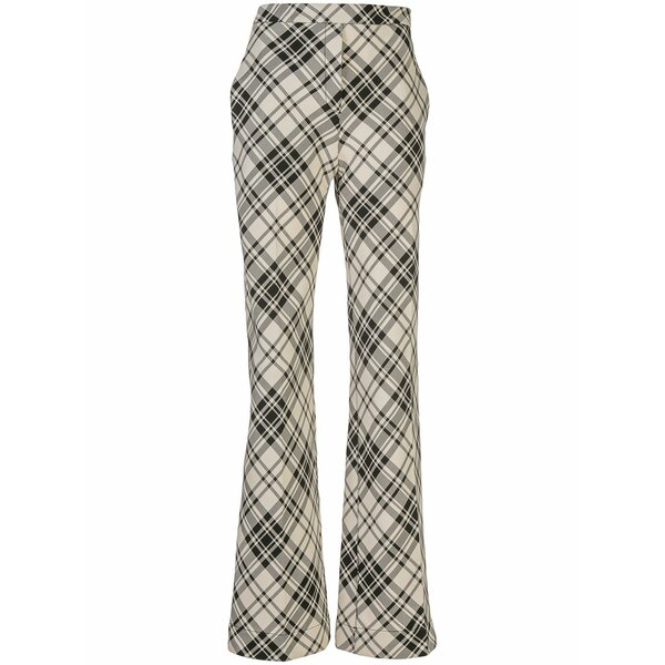 エラリー レディース 心地よいズボン下 ボトムス Flared plaid pattern trousers Black
