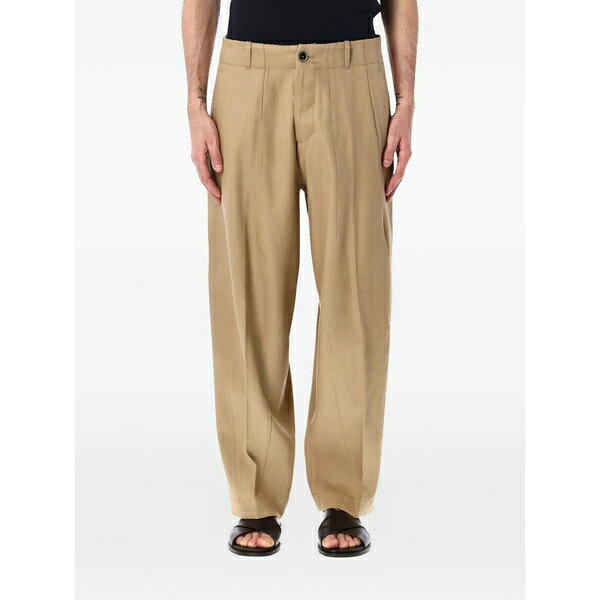 野球クラブ はたご屋 ザ 昼まえ メンズ 心地好いズボン下 ボトムス Damiano pleated trousers Neutrals