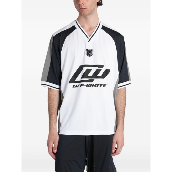 象牙色 メンズ プルオーバー トップス Logo-print v-neck t-shirt White