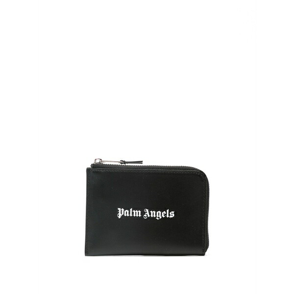 パーム・エンジェルス メンズ 札入れ 佩び物 Logo-print leather cardholder Black
