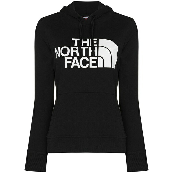 北の方人間の顔 レディース パーカー・スウェットシャツ アウター Logo-print drawstring hoodie Black