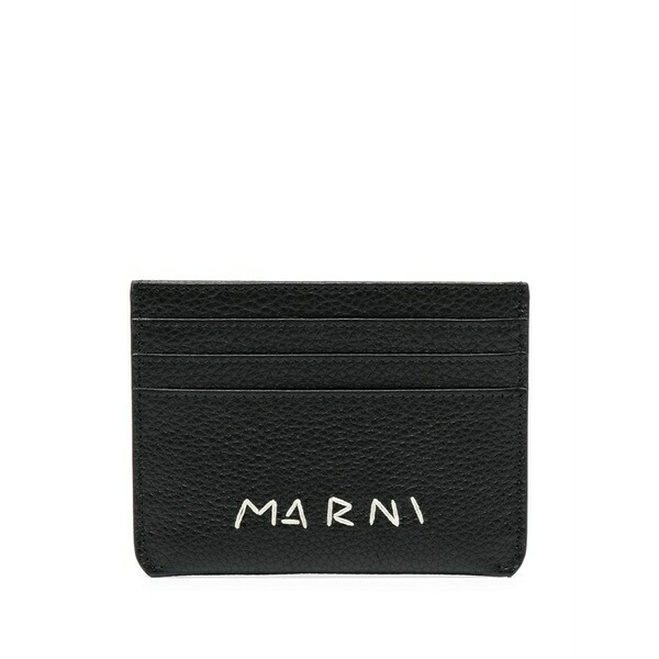 マルニ レディース 紙入れ 付属品 Logo-embroidered cardholder Black
