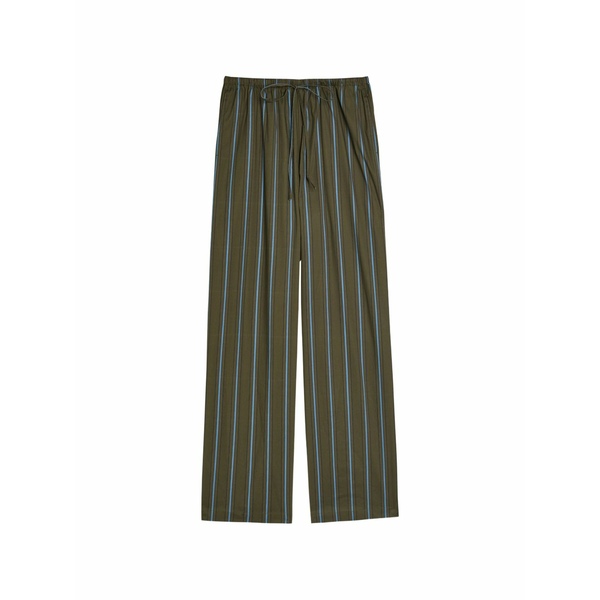 ステゥド レディース 心地好いズボン下 ボトムス Drawstring striped trousers Green