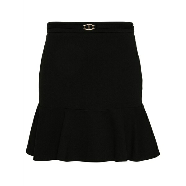 ツイン書き割り レディース スコート ボトムス Oval t waist strap mini skirt  Black