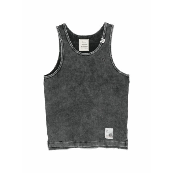 ミハラヤスヒロ メンズ プルオーバー トップス Distressed waffle-knit tank top Black
