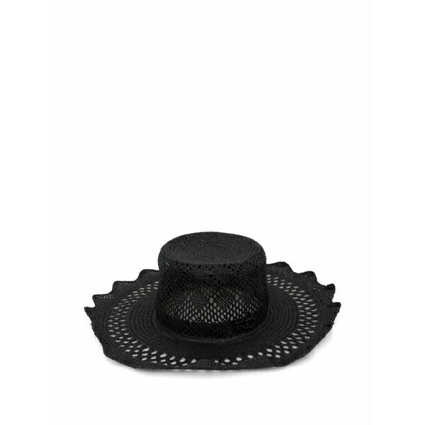 ラスランバジンスキー レディース かぶり笠 添え物 Cut out-detail straw hat  Black