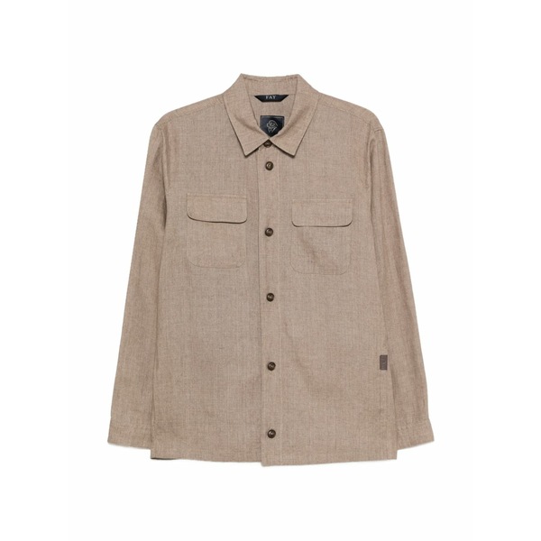フェイ メンズ プルオーバー トップス Linen chest-pocket shirt Neutrals
