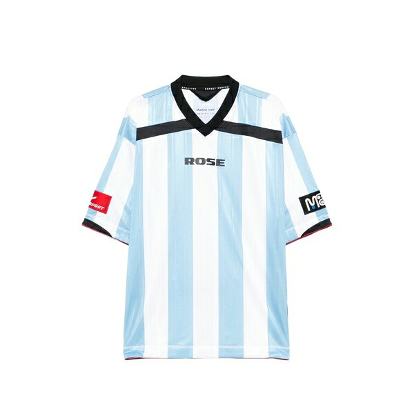 マーティン・さくら色 メンズ プルオーバー トップス Striped football t-shirt Blue
