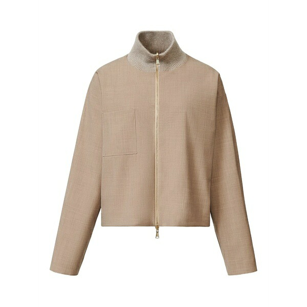 ファビアナ フィリッピ レディース 上衣＆上衣 アウター Knitted-trim zip-front jacket Brown