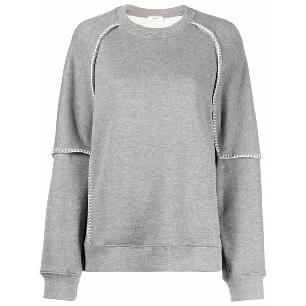 ゴエンジェイ レディース 編み物\u0026プルオーバー アウター Whipstitch layered sweatshirt Grey