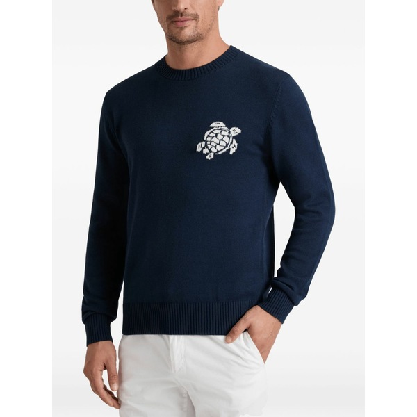 ヴィルブレクイン メンズ 編み物\u0026スウェーター アウター Turtle-embroidered sweater Blue