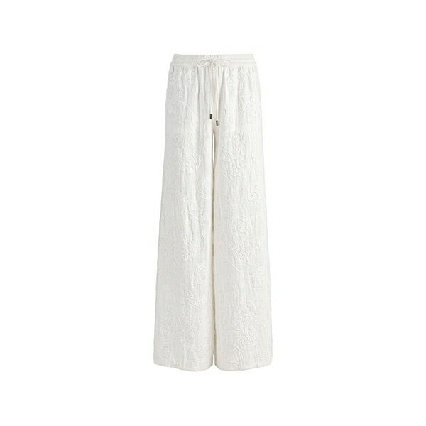 アリス アンド オリビア レディース 心地よいズボン下 ボトムス Ojai embroidered wide-leg trousers White