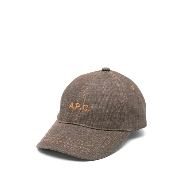 アーペーセー メンズ 鳥打ち帽 付属物 Charlie logo-embroidered baseball cap Brown