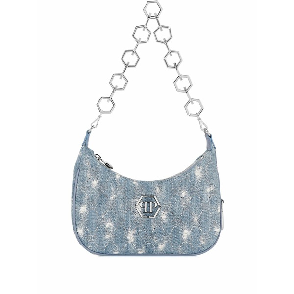 フィリップ飾り気のない レディース ショルダーバッグ 御徒面子 Monogram distressed denim shoulder bag  Blue