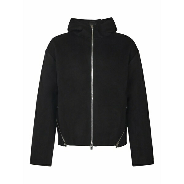 ヘリオットエミル メンズ 上衣＆上衣 アウター Lasing zip-up hooded jacket Black