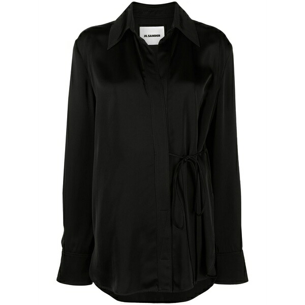 ジル・サンダー レディース シャツ トップス Tie-fastening wrap shirt Black｜asty