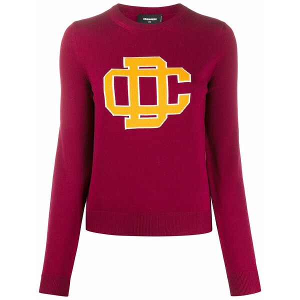 ディースクエアード レディース 編み物\u0026プルオーバー アウター Logo knit sweater Red