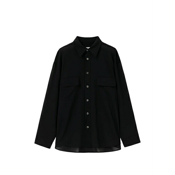 ウーヨンミ メンズ プルオーバー トップス Sheer wool shirt Black