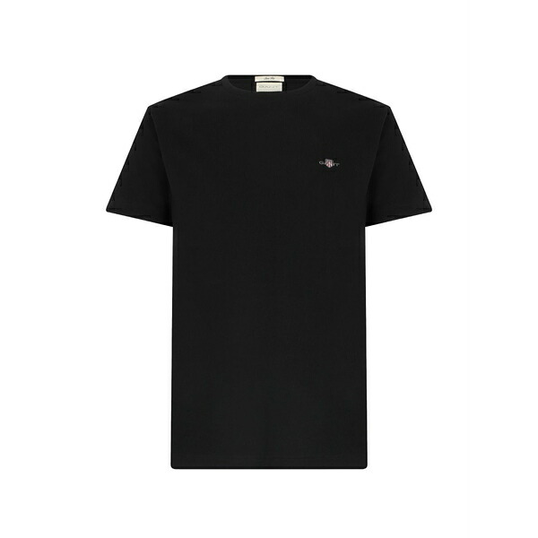 ガント メンズ ティーシャツ トップス Slim-fit logo-embroidered t-shirt Black