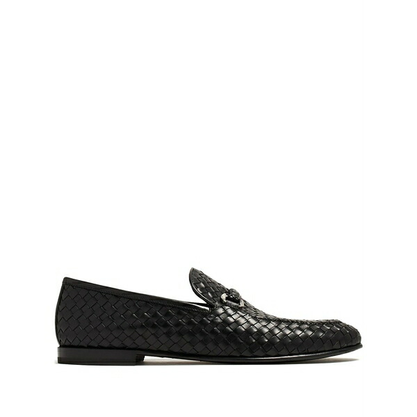 バレット メンズ スリッポン・ローファー シューズ Woven leather loafers Black