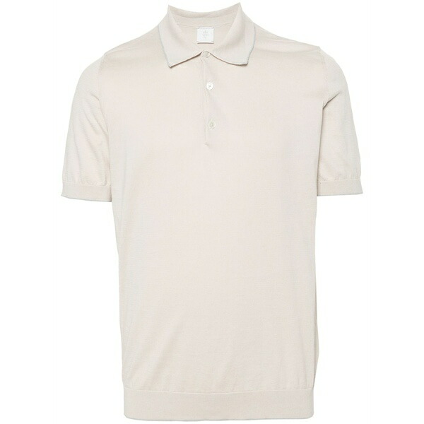 イレブンティ メンズ スポーツシャツ トップス Fine-ribbed polo shirt Neutrals