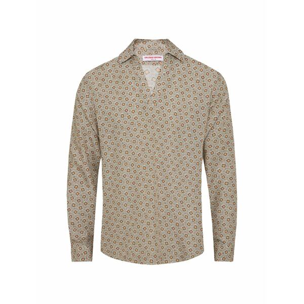 オール赤ちょうちん 赤銅色 メンズ ティーシャツ トップス Ridley patterned v-neck t-shirt Neutrals