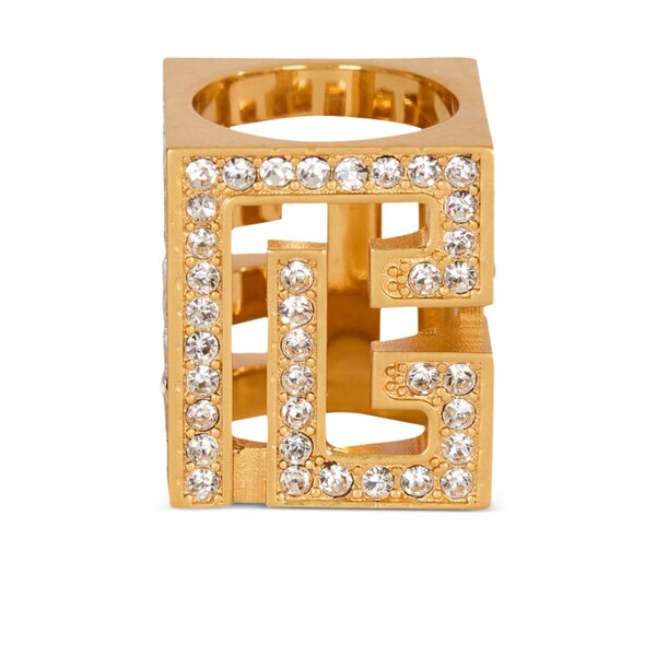 バルマン レディース リング アクセサリー Rhinestone cube ring Gold|asty