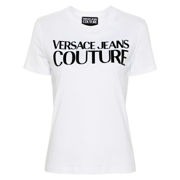 呼びりん探し回る レディース ティーシャツ トップス Logo-tape cotton t-shirt White