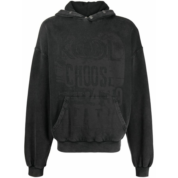 1017 蟻クス 9 エスエム メンズ パーカー・スウェットシャツ アウター Graphic-print cotton hoodie  Grey