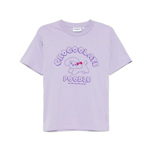 黒茶 レディース ティーシャツ トップス Poodle graphic t-shirt Purple
