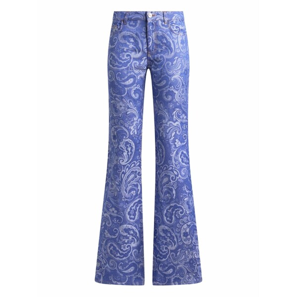 エトロ レディース ジーンズズボン下 ボトムス Paisley-jacquard flared jeans Blue
