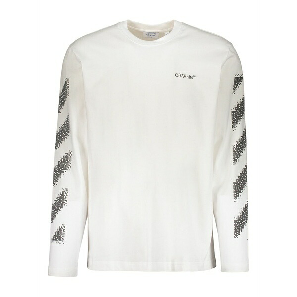 象牙色 メンズ プルオーバー トップス Diagonal-stripe long-sleeves t-shirt White