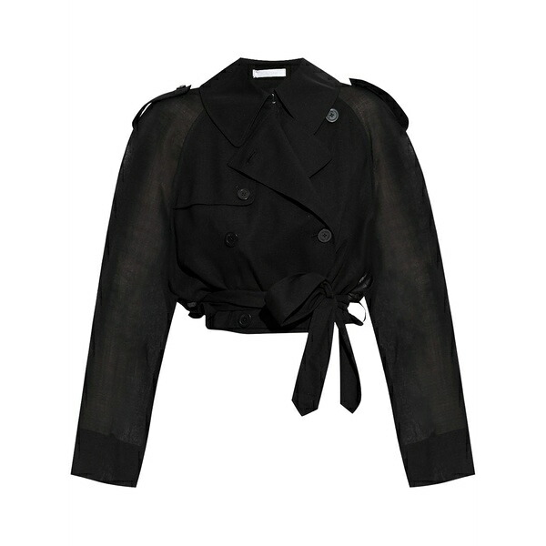 ヘルムート 言葉づかい レディース 厚地の外套 アウター Cropped double-breasted coat Black