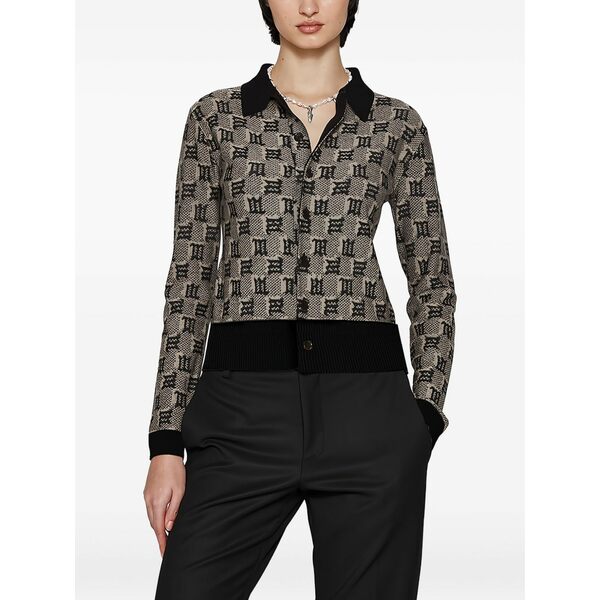 ミスビヘイブ レディース ジレー アウター Monogram-pattern cardigan Black