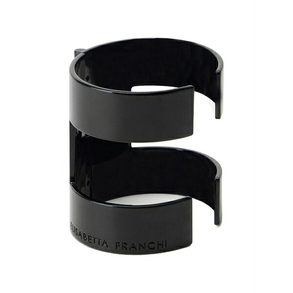エリザベスフランキ レディース ブレスレット・バングル・アンクレット アクセサリー Logo-engraved wrap-around cuff bracelet Black｜asty 63,690円