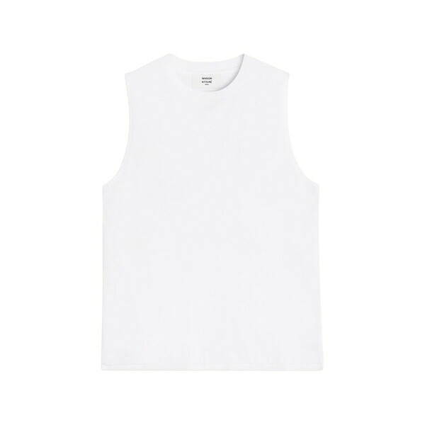 住み家 稲荷 レディース カットソー トップス Crew-neck sleeveless t-shirt White