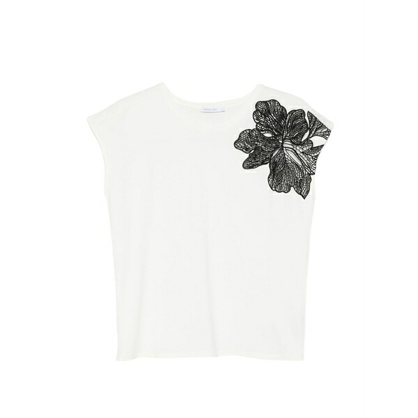 パトリツィア ペペ レディース プルオーバー トップス Flower-appliqu￡ t-shirt White