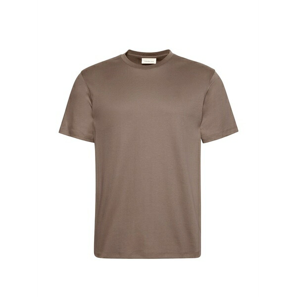 カルバンクライン メンズ ティーシャツ トップス Logo-embroidered t-shirt Brown
