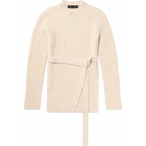 プロエンザショラー レディース 編み物\u0026スウェーター アウター Belted boucl￡ jumper Neutrals