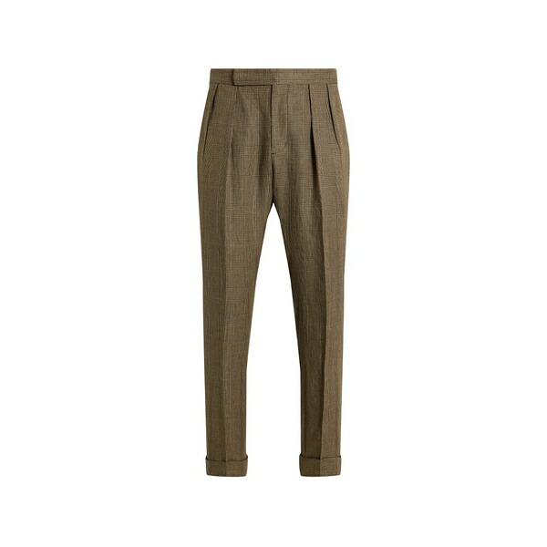 ラルフローレン メンズ 心地好いズボン下 ボトムス Glen-plaid pleated trousers Brown